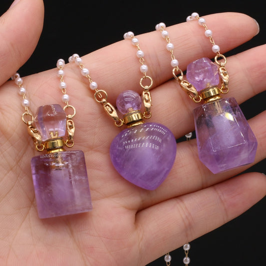 Amethyst & Pearls - Vial Necklace