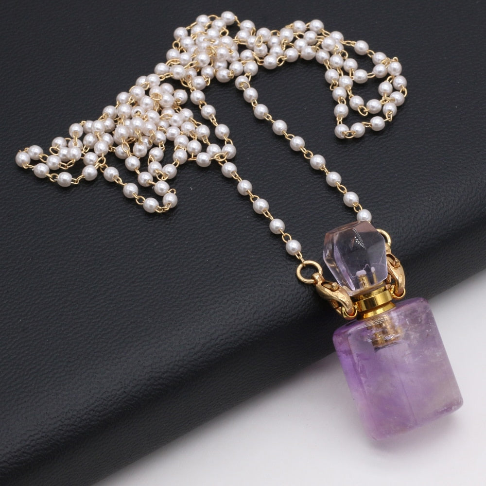 Amethyst & Pearls - Vial Necklace