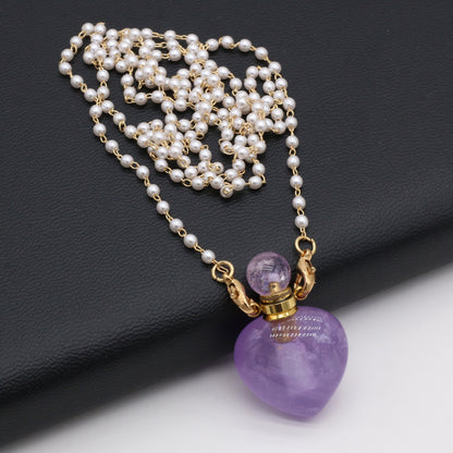 Amethyst & Pearls - Vial Necklace